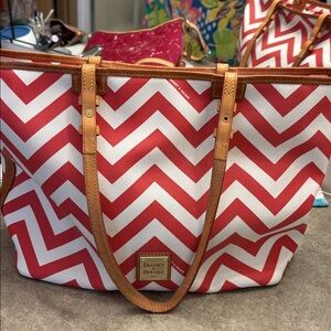 Dooney & Bourke Red and White Chevron Handbag